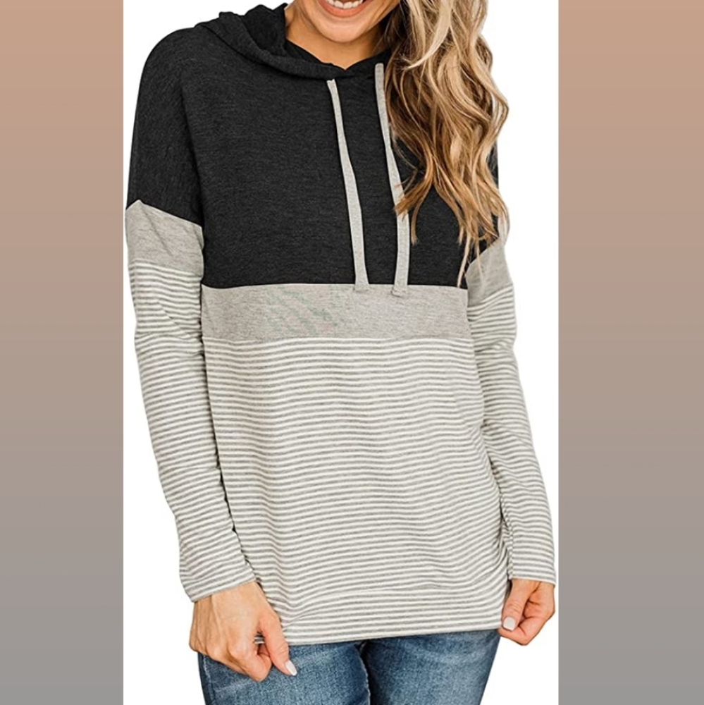 Women's Colorblock Drawstring Sweater - Picture 2 of 5